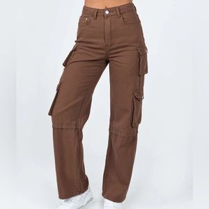 Princess Polly Darla cargo denim brown US 6 worn once
